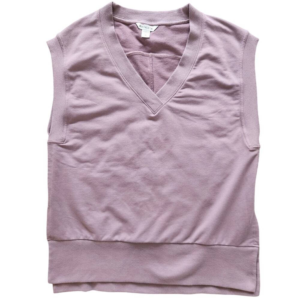 ATHLETA Retroterry V-neck sweatshirt Damask Mauve pullover size medium